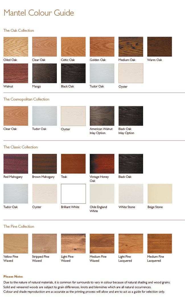 Xcel Wooden Surrounds Colour Charts